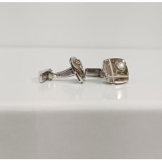 Μανικετόκουμπα Ασημένια Τετράγωνα Γυαλιστερά - Ματ με μαργαριτάρι CUF09